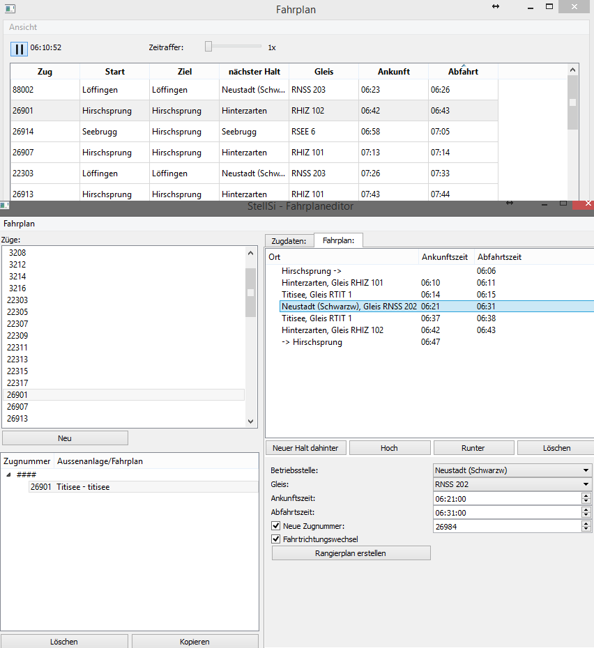 Fahrplan mit Editor zu 26901